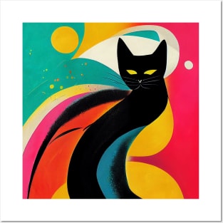 Abstract Cat Posters and Art